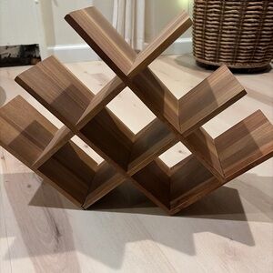 West Elm solid wood acacia wine bottle rack slot storage